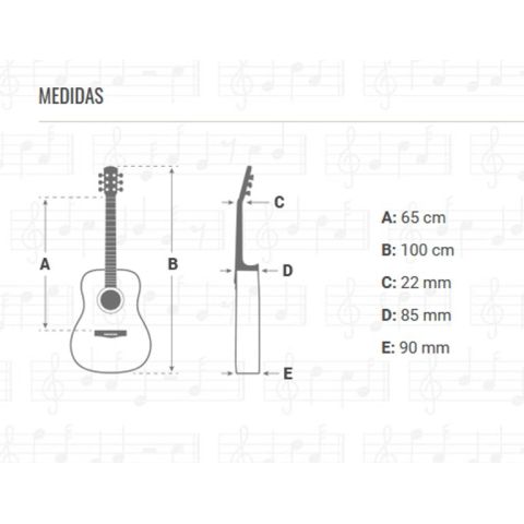 Medidas Guitarra Francisco Bros, diseño Melendi.