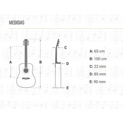 Medidas Guitarra Francisco Bros, diseño Melendi.