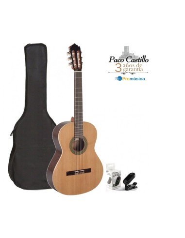 Pack Guitarra Clásica Paco Castillo 201 (brillo) + Funda + Afinador