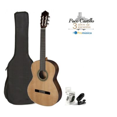 En Promúsica Guitarra Clásica Paco Castillo 201 (MATE) + Funda + Afinador