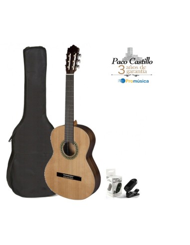 En Promúsica Guitarra Clásica Paco Castillo 201 (MATE) + Funda + Afinador