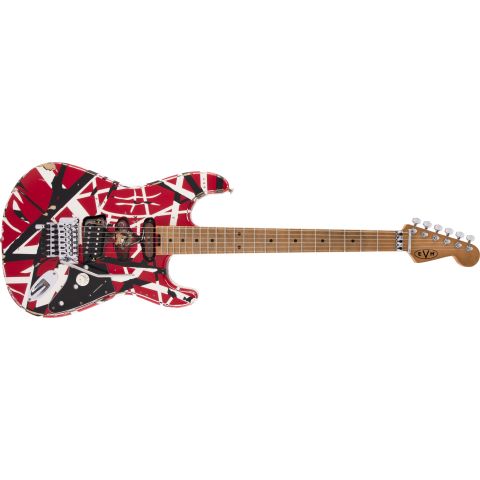 EVH Striped Series Frankenstein™ Frankie, Maple Fingerboard, Red with Black Stripes Relic