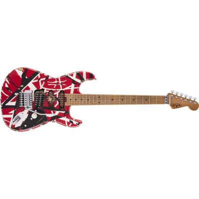 EVH Striped Series Frankenstein™ Frankie, Maple Fingerboard, Red with Black Stripes Relic