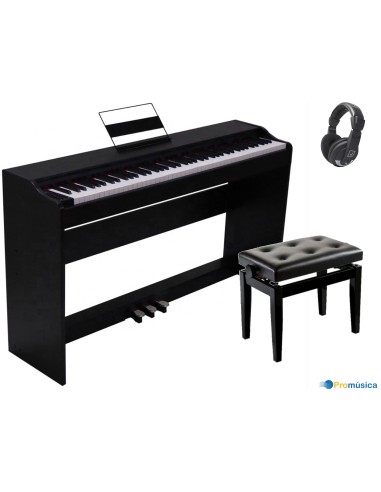 grosor Ejecutar Hipócrita Piano contrapesado de 88 teclas con mueble y triple pedalera ProKeys S55  Negro