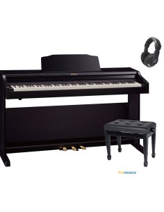 Piano Roland Rp501 negro con banqueta regulable y auricular