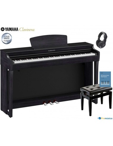 Yamaha clp725 en color negro con banqueta regulable y auricular
