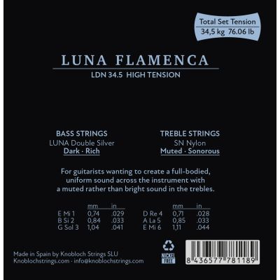 JUEGO FLAMENCO KNOBLOCH LUNA HIGHT DS SN 34.5 LDN34,5 2