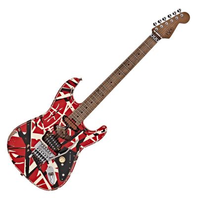 EVH Striped Series Frankenstein™ Frankie, Maple Fingerboard, Red with Black Stripes Relic