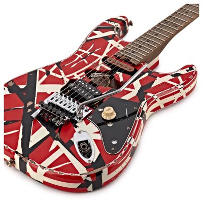 EVH Striped Series Frankenstein™ Frankie, Maple Fingerboard, Red with Black Stripes Relic