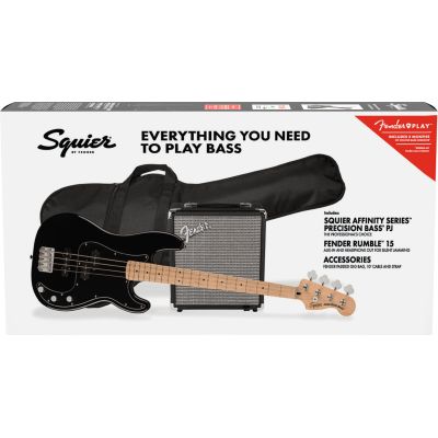 Squier Affinity Precison Bass PJ Pack Mapple Fingerboard, Black