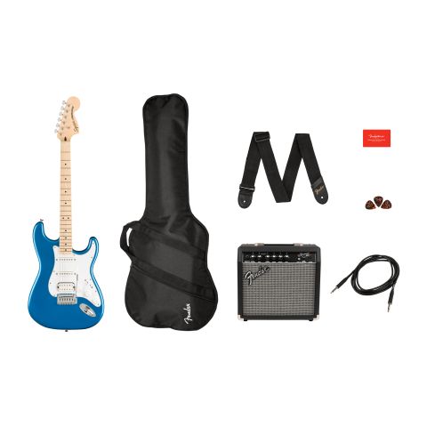 PACK GUITARRA Squier Affinity Stratocaster® HSS, Maple Fingerboard, Lake Placid Blue, Gig Bag, 15G