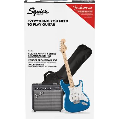 PACK GUITARRA Squier Affinity Stratocaster® HSS, Maple Fingerboard, Lake Placid Blue, Gig Bag, 15G