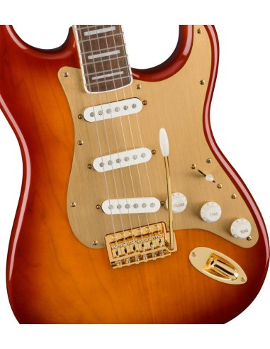 Fender Squier 40th Anniversary Stratocaster®, Gold Edition, Laurel Fingerboard, Gold Anodized Pickguard, Sienna Sunburst