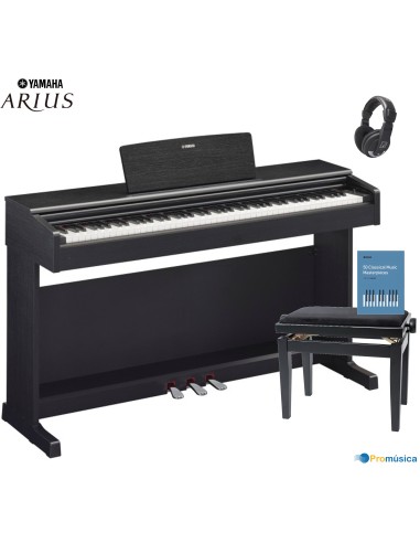 Pack Yamaha YDP 145 Arius Negro Piano digital con banqueta regulable y auricular