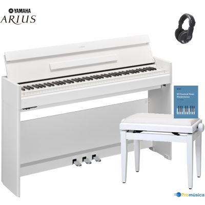 Pack Yamaha YDP S55 Arius Blanco Piano digital con banqueta regulable y auricular incluido