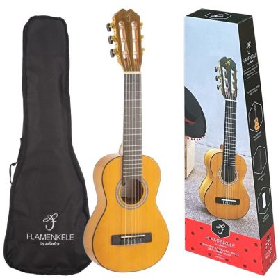 Guitalele flamneco con golepador y funda. Admira Flamenkele. Guitarra flamenca de viaje