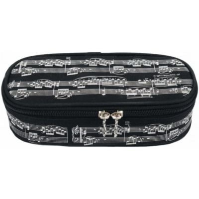 Estuche Escolar Lujo Agifty P-1032 Negro Partituras Blancas