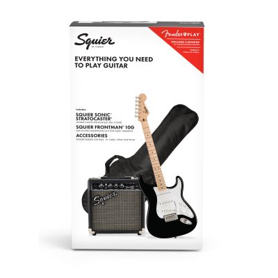 Squier Sonic™ Stratocaster® Pack, Maple Fingerboard, Black, Gig Bag, 10G - 230V EU