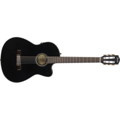Fender CN-140SCE Nylon Thinline, Walnut Fingerboard, Black w/case