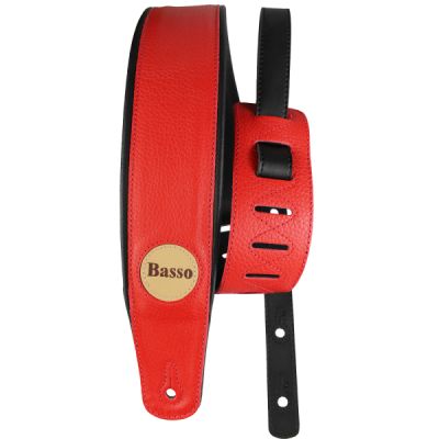 CORREA BASSO PARA GUITARRA Y BAJO SERIE CUERO ROJA