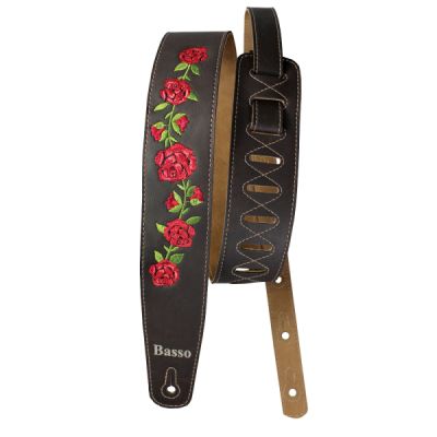 CORREA BASSO PARA GUITARRA Y BAJO SERIE VINTAGE MARRÓN FLORES