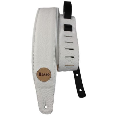 CORREA BASSO PARA GUITARRA Y BAJO SERIE CUERO BLANCO