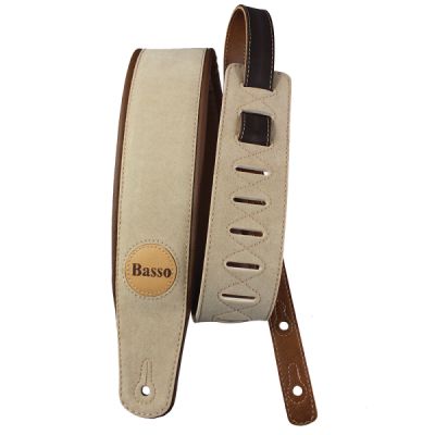 CORREA BASSO PARA GUITARRA Y BAJO SERIE ANTE SINTÉTICO BEIGE ACOLCHADA