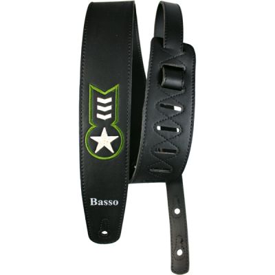CORREA BASSO PARA GUITARRA Y BAJO SERIE VINTAGE NEGRA CON EMBLEMA