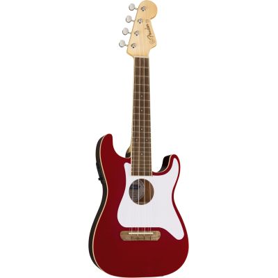 Fender Fullerton Strat® Uke, Walnut Fingerboard, White Pickguard Candy Apple Red 2