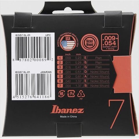 Ibanez IEGS7 Juego 7 Cuerdas Guitarra...