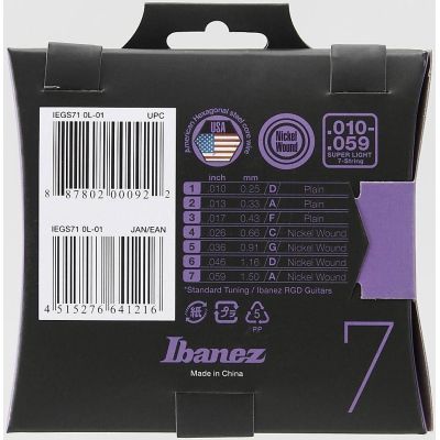 Ibanez IEGS71 Juego 7 Cuerdas Guitarra Guitarra Eléctrica 10-59 2