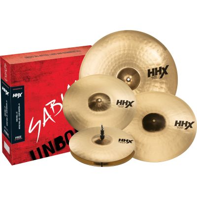 SABIAN HHX Performance Set Brilliant Finish. Hit-Hat 14" Medium. Crash 16" Thin. Crash 18" Thin. Rid