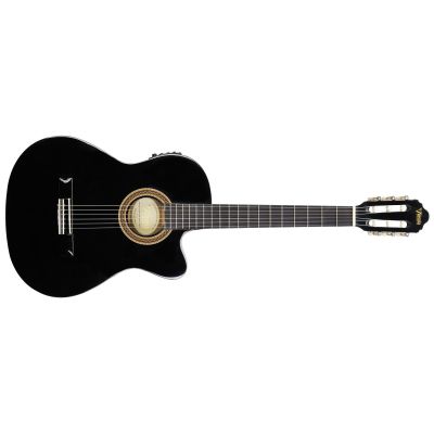 Valencia VC104HTCEBK Guitarra Electroclásica Negra Cuerpo Estrecho