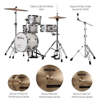 Pack Odery Café Kit White Ash + Soporte plato jirafa Odery + Set platos Bronz Projection (14"/16"/20")