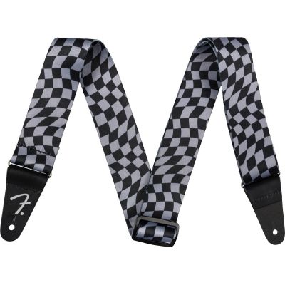 Fender Wavy Checker Poly Strap Grey Correa Guitarra