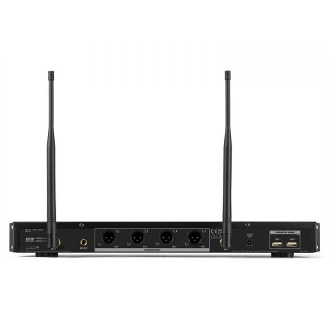Power Dynamics PD524B Juego de micrófono inalámbrico UHF con 4 micrófonos de petaca