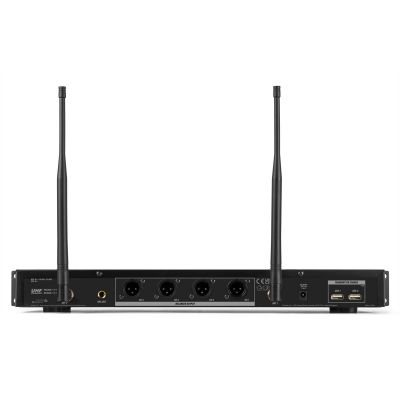Power Dynamics PD524B Juego de micrófono inalámbrico UHF con 4 micrófonos de petaca