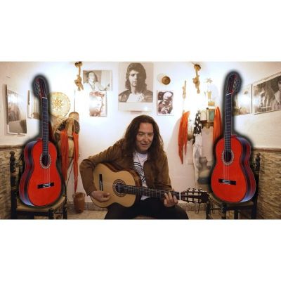 Antonio de Toledo Tomatito Almería Roja Guitarra Flamenca negra de palo santo de Patagonia