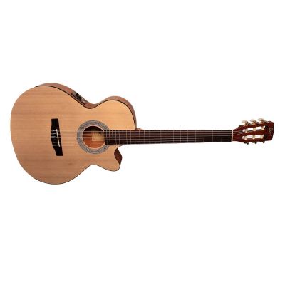 Cort CEC1 OP Guitarra clásica electrificada Open Pore con funda