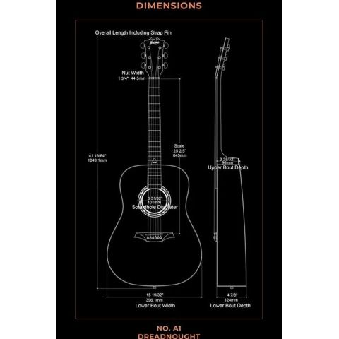 Bromo BAB1 Guitarra Acústica Blanc Series