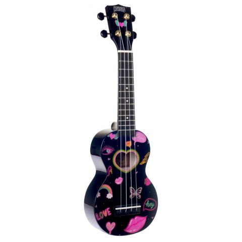Mahalo MA1HEBK Ukelele Soprano Corazones con Funda