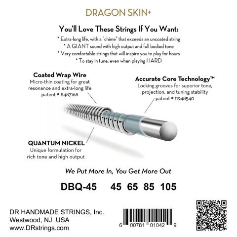 DR DBQ-45 Dragon Skin+ Medium Cuerdas Bajo Quantum Nickel Coated