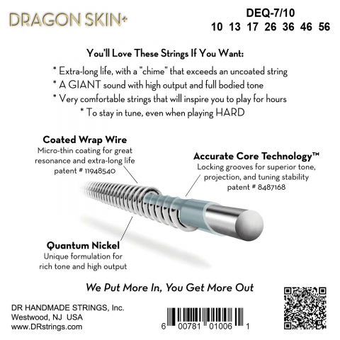 DR DEQ-7 10 DRAGON SKIN + Coated Quantum Nickel 7 Cuerdas medium