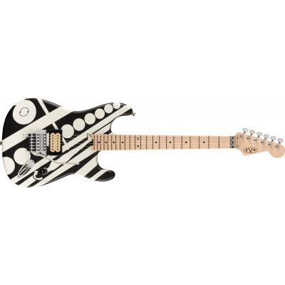 EVH Striped Series Circles Guitarra Eléctrica White and Black