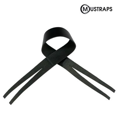 Mustraps Correa para platos de Piel de Vacuno grueso negra