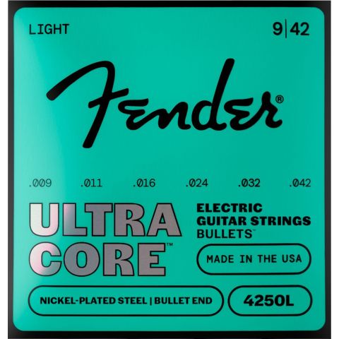 Fender 4250 Ultracore Nickel Plated Steel Bullet End, 4250L Gauges .009-.042 Cuerdas Guitarra Eléctrica