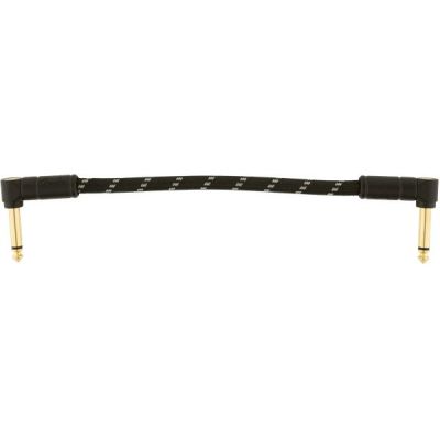 Fender Deluxe Series Instrument Cables 15cm, Angle Angle, 6", Black Tweed