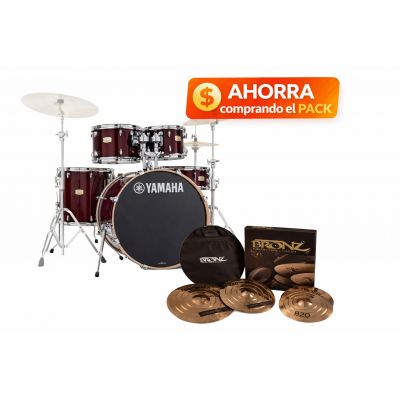 Pack Yamaha Stage Custom Birch Cranberry Red + Platos Bronz Complex B20