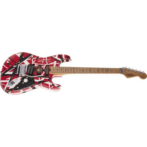 EVH Striped Series Frankie Red Black White Relic Guitarra Eléctrica