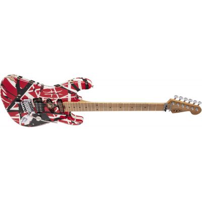 EVH Striped Series Frankie Red Black White Relic Guitarra Eléctrica
